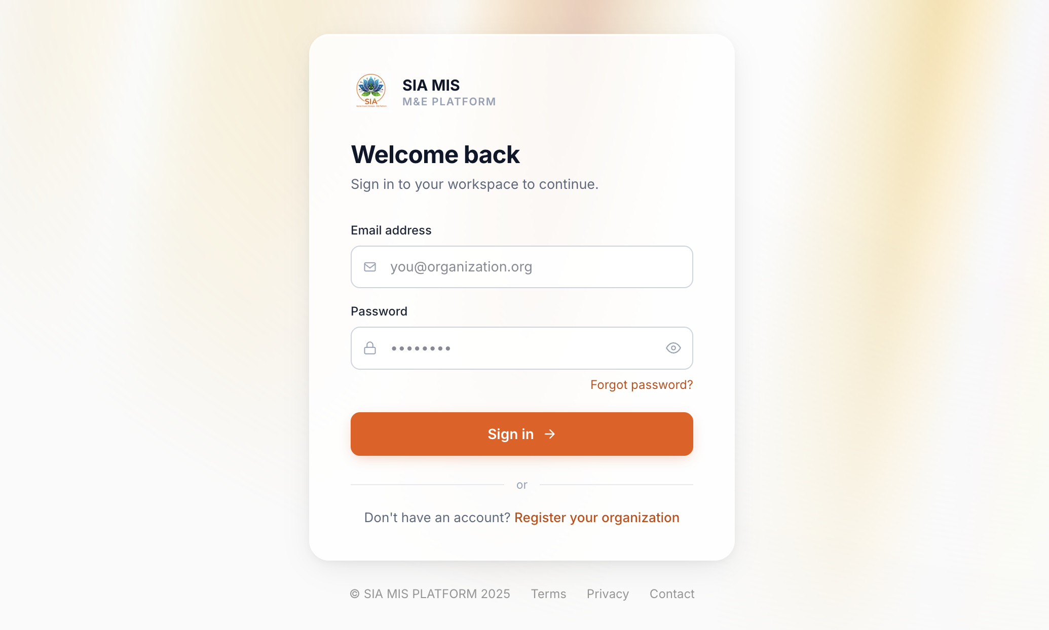 Login page